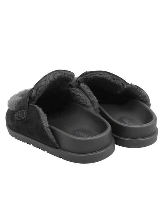 Hermes Mules Shearling Suede Logo Shoes 38 Black Box Included main image 7